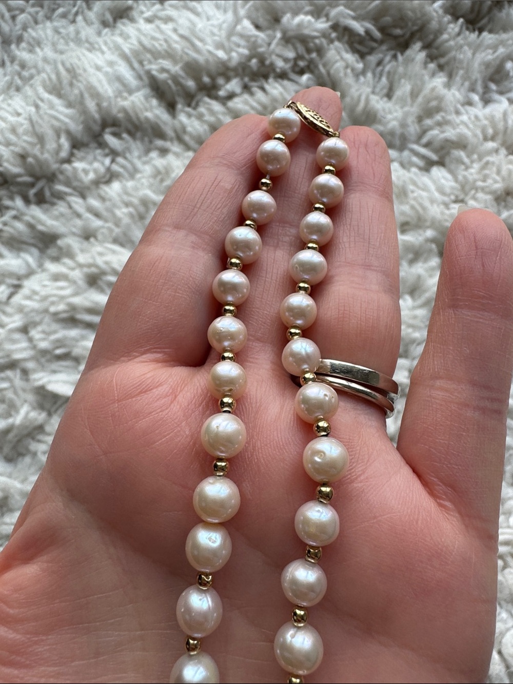 14k Pearl Necklace and Bracelet Set - Picture 4 of 6